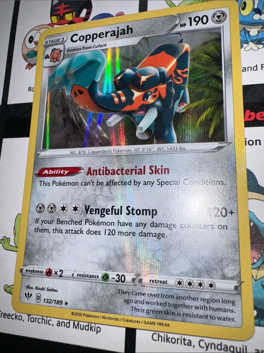 Pokemon Copperajah Holographic Card - Orange & Blue